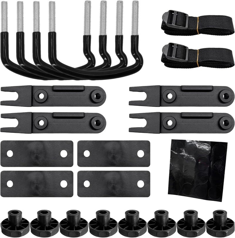 NYTKL 4PCS Roof Box U-Bolt Clamps, Stainless Steel Rooftop Cargo Carrier Rack Bolts w/ 8 Lock Nuts 2 Straps, 82mm Internal Width Roof Rack U-Bracket Clips Car Mounting Fitting Kit - Image 1